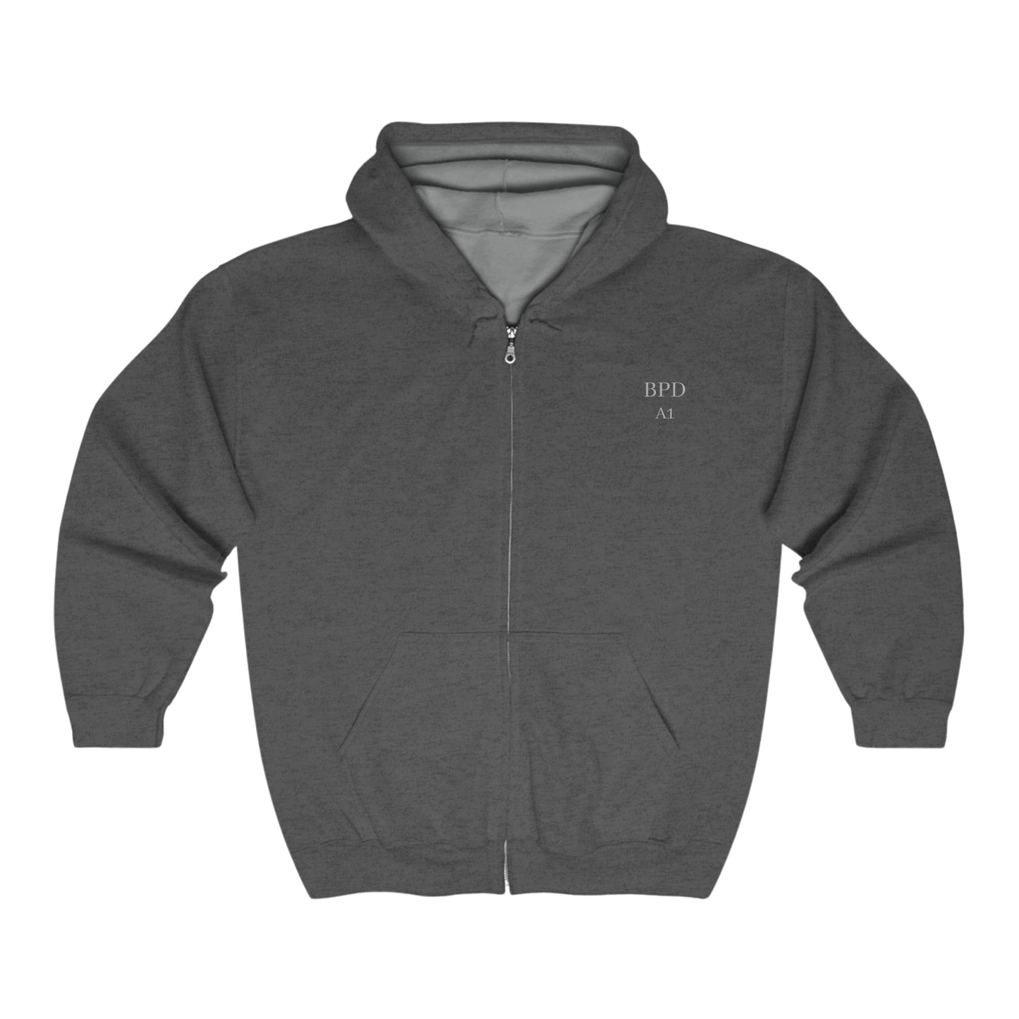 Boston Police EST. 1854 Full Zip Hooded Sweatshirt (grey lettering)