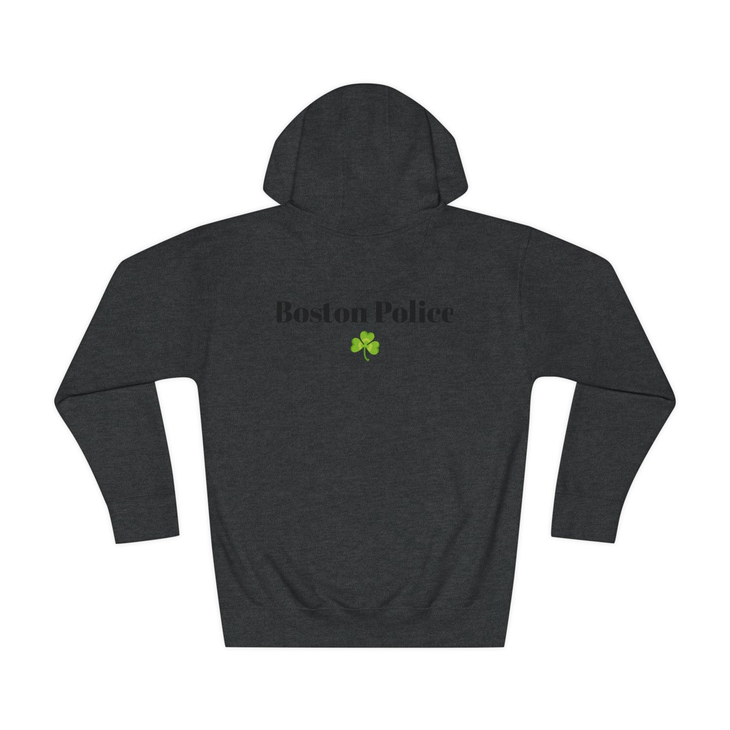 Boston Police EST. 1854 Unisex Fleece Hoodie (black writing - shamrock)