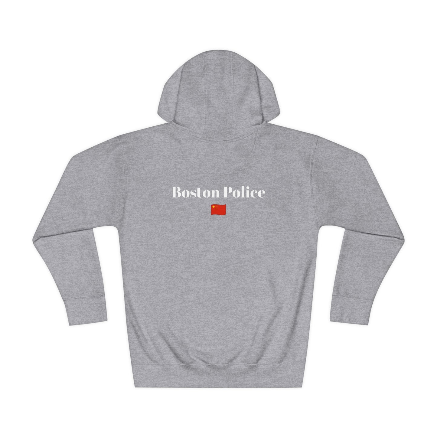 Boston Police (china flag) EST. 1854 Unisex Fleece Hoodie (white writing)