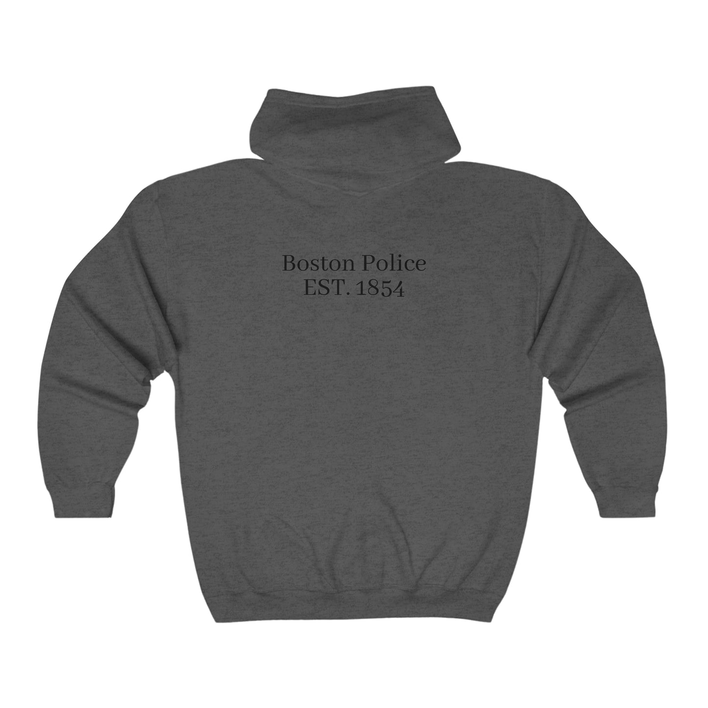 Boston Police EST. 1854 Full Zip Hooded Sweatshirt (black lettering)