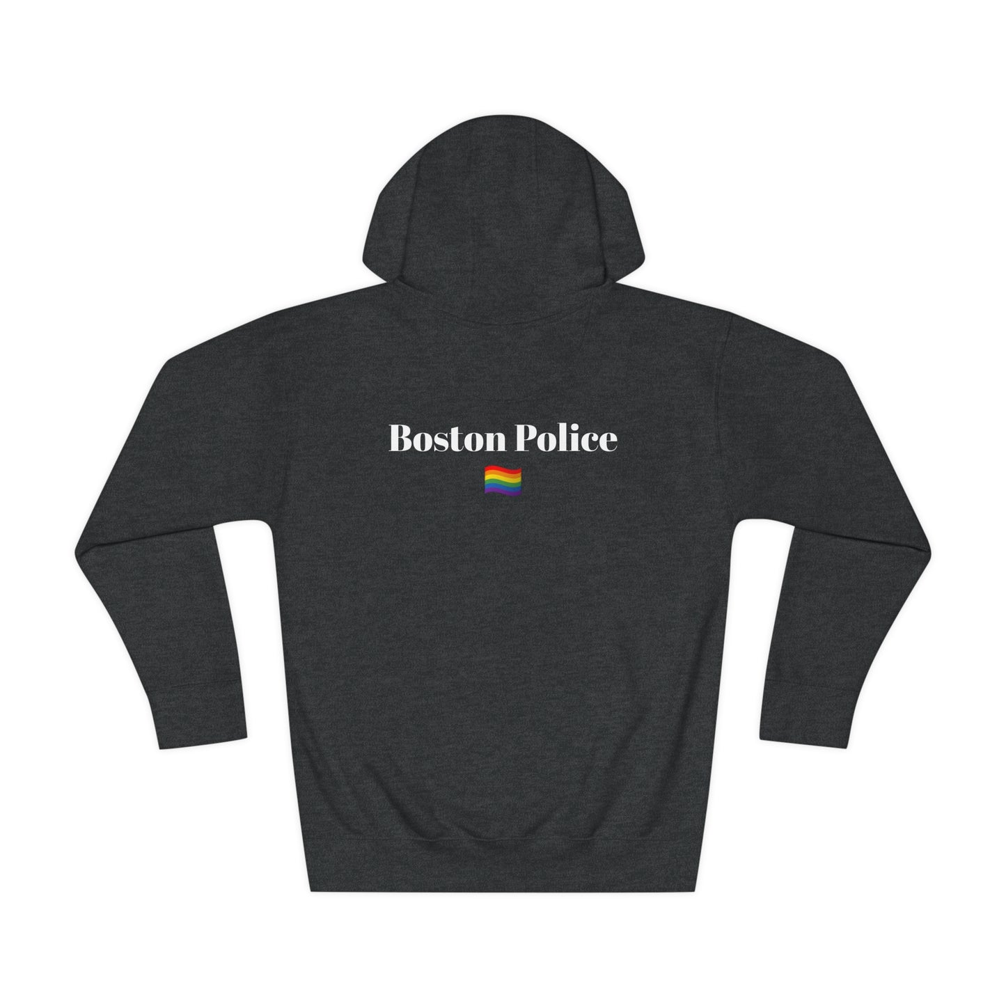 Boston Police (rainbow flag) EST. 1854 Unisex Fleece Hoodie (white writing)