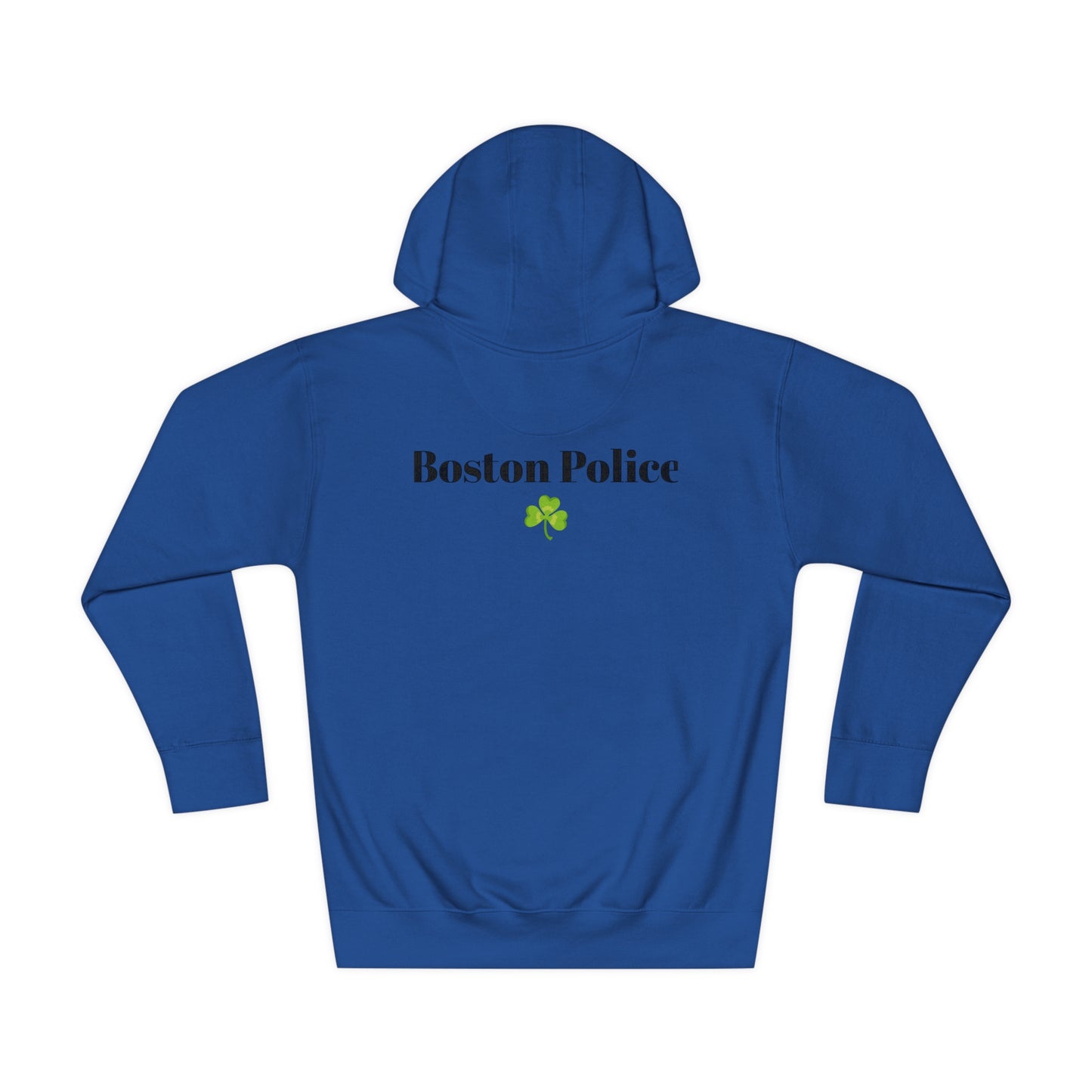 Boston Police EST. 1854 Unisex Fleece Hoodie (black writing - shamrock)
