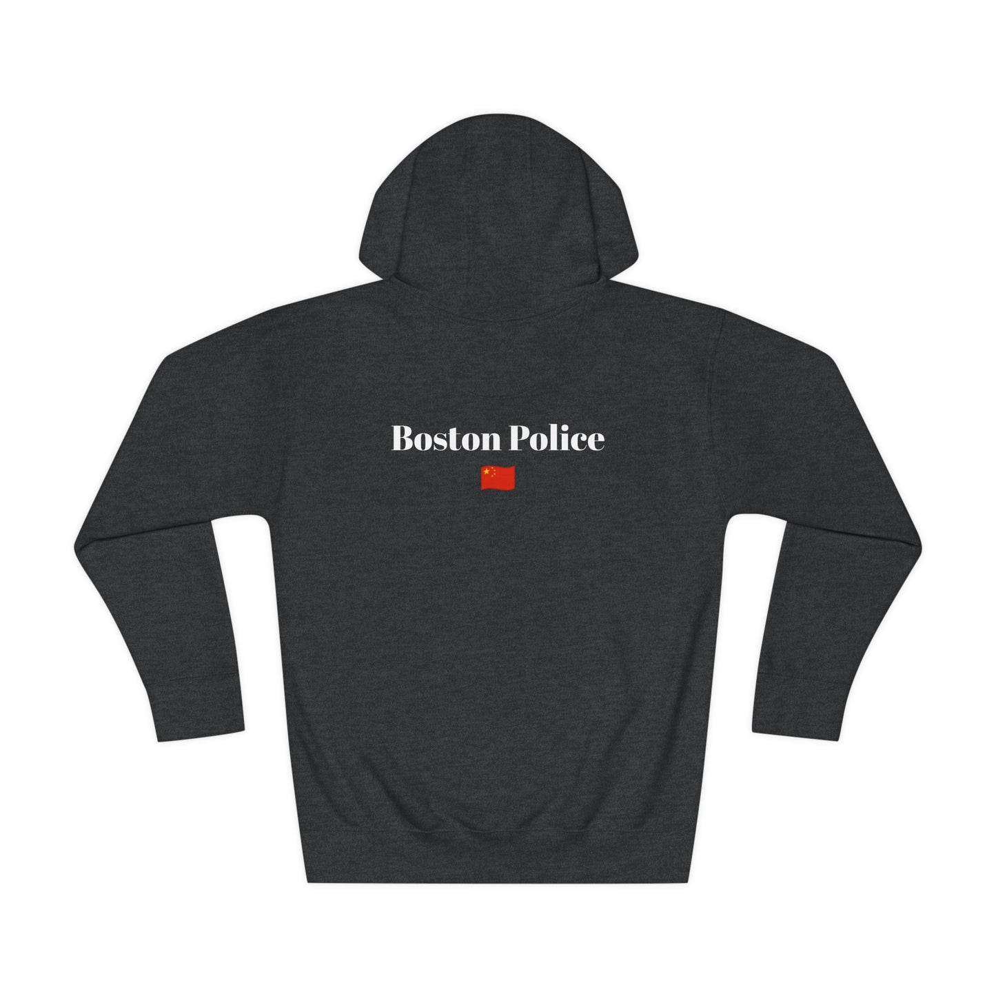Boston Police (china flag) EST. 1854 Unisex Fleece Hoodie (white writing)