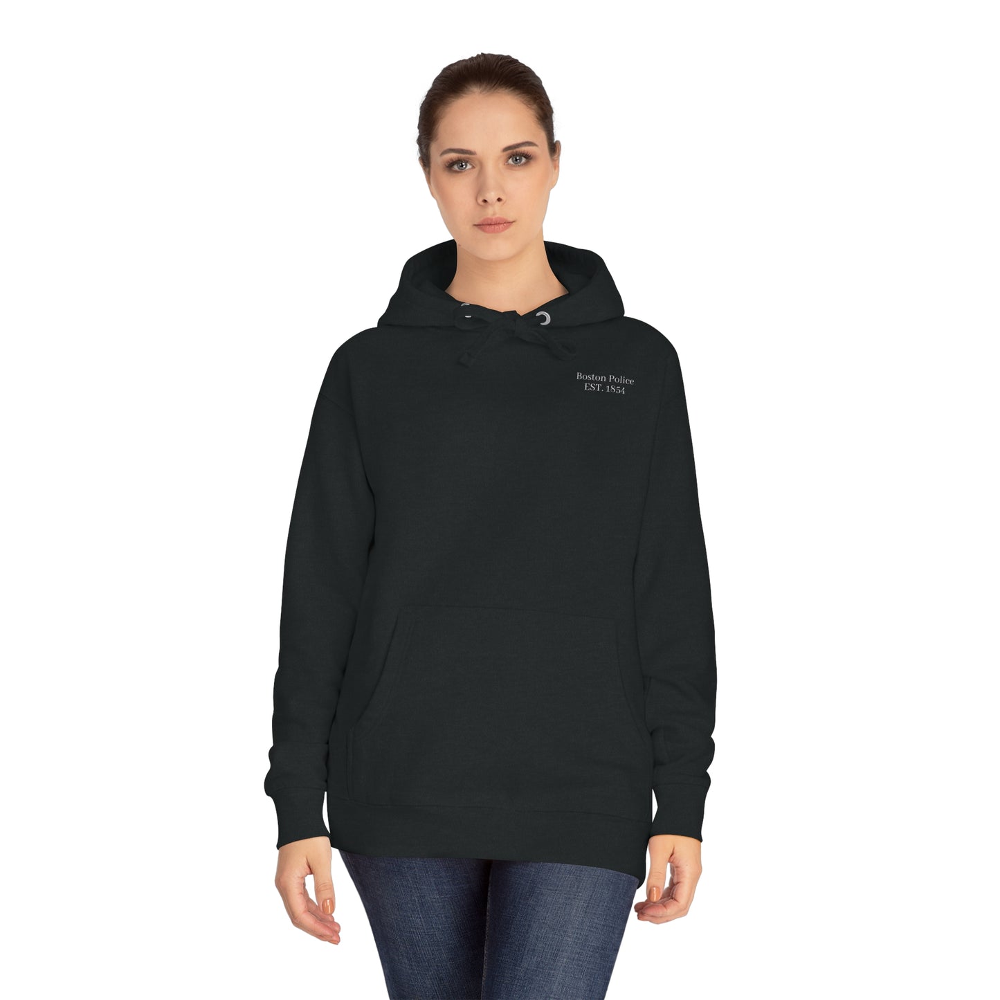 Boston Police ( dominican republic flag) EST. 1854 Unisex Fleece Hoodie (white writing)