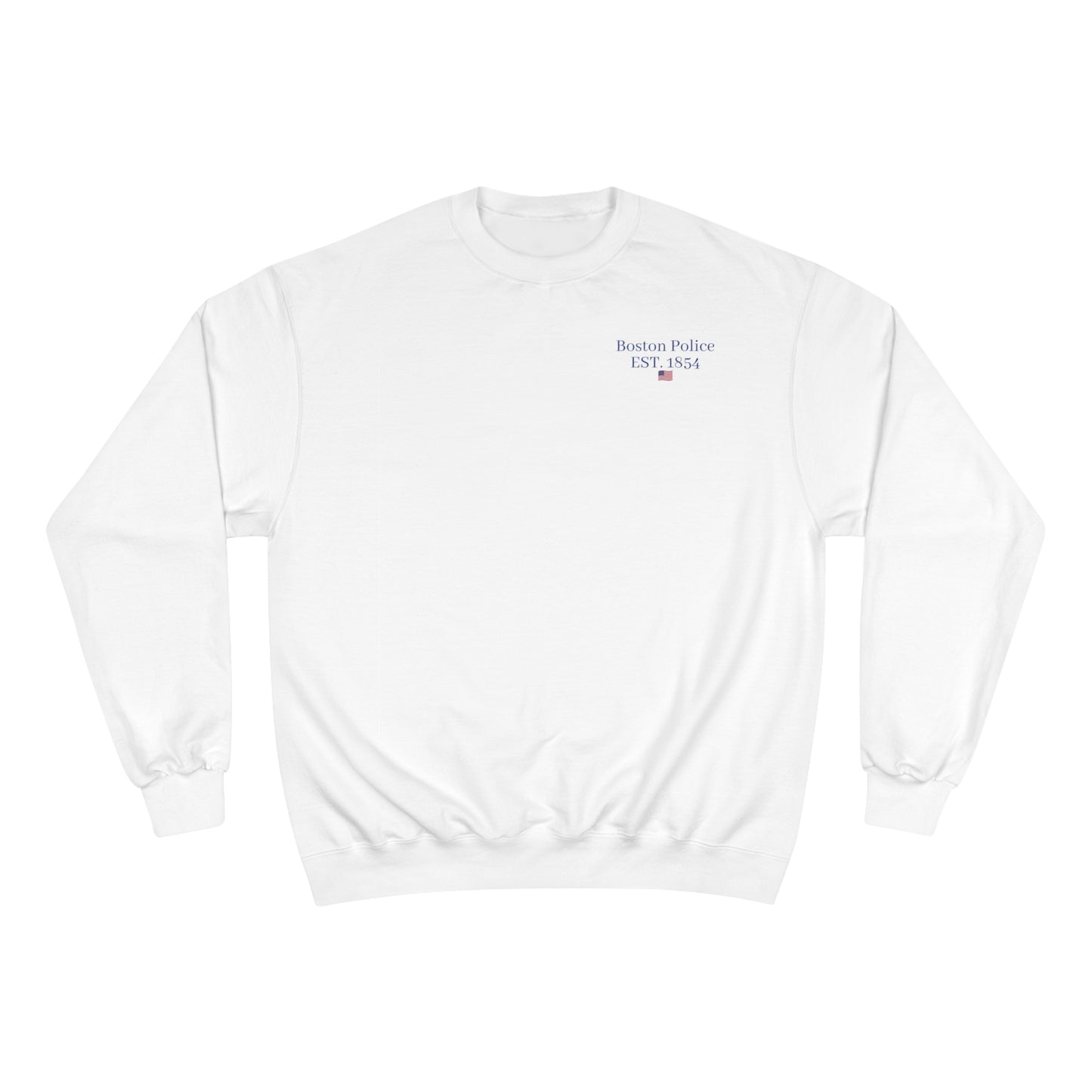 Boston Police EST. 1854 american flag Champion Sweatshirt (blue writing)