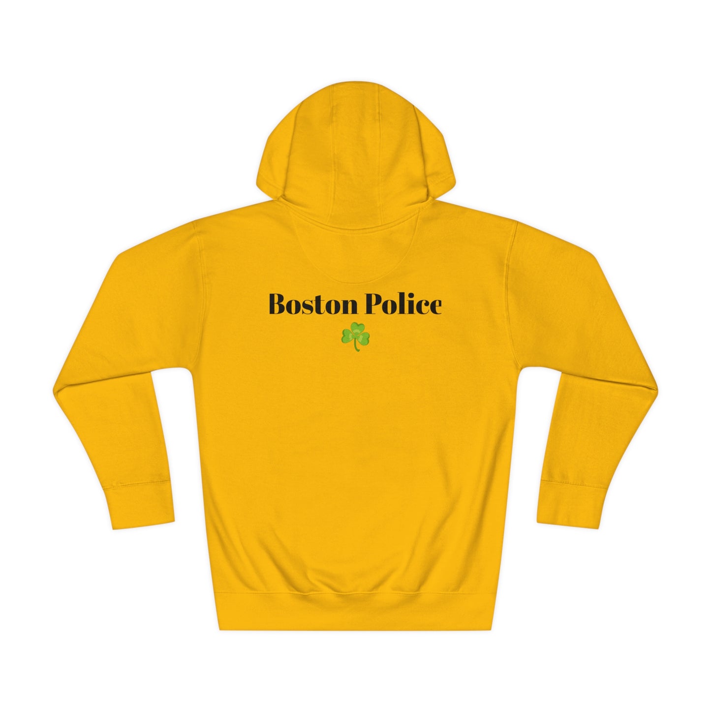 Boston Police EST. 1854 Unisex Fleece Hoodie (black writing - shamrock)