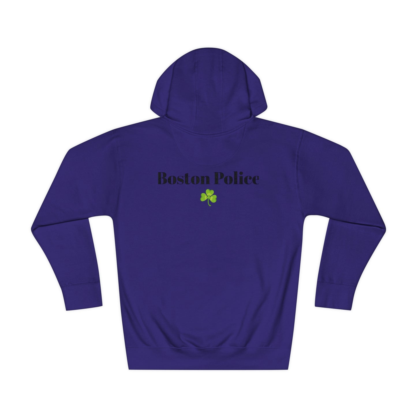 Boston Police EST. 1854 Unisex Fleece Hoodie (black writing - shamrock)