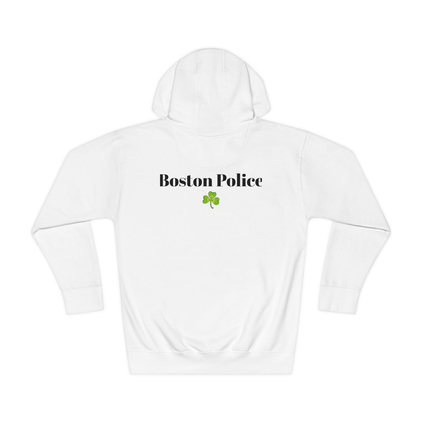 Boston Police EST. 1854 Unisex Fleece Hoodie (black writing - shamrock)