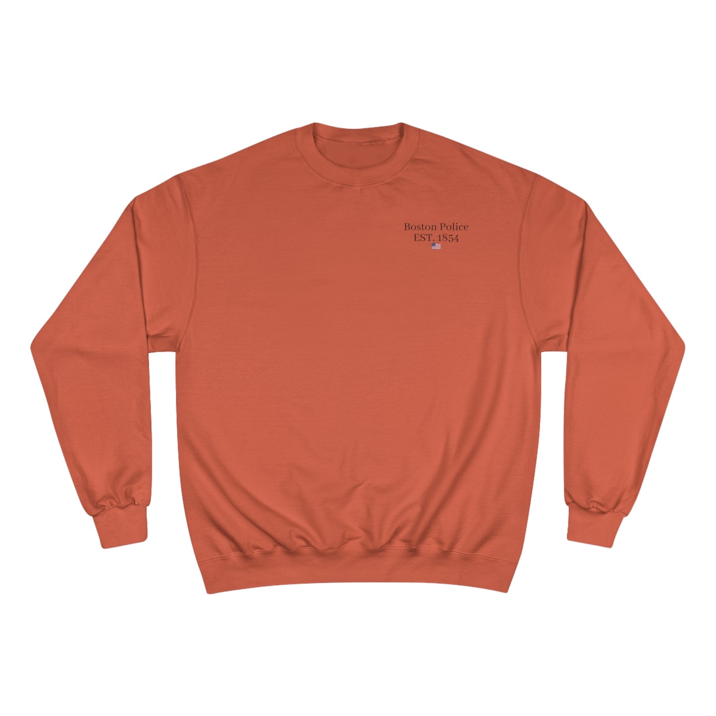 Boston Police (american flag /blue line with black) EST. 1854 Champion Sweatshirt (white writing)