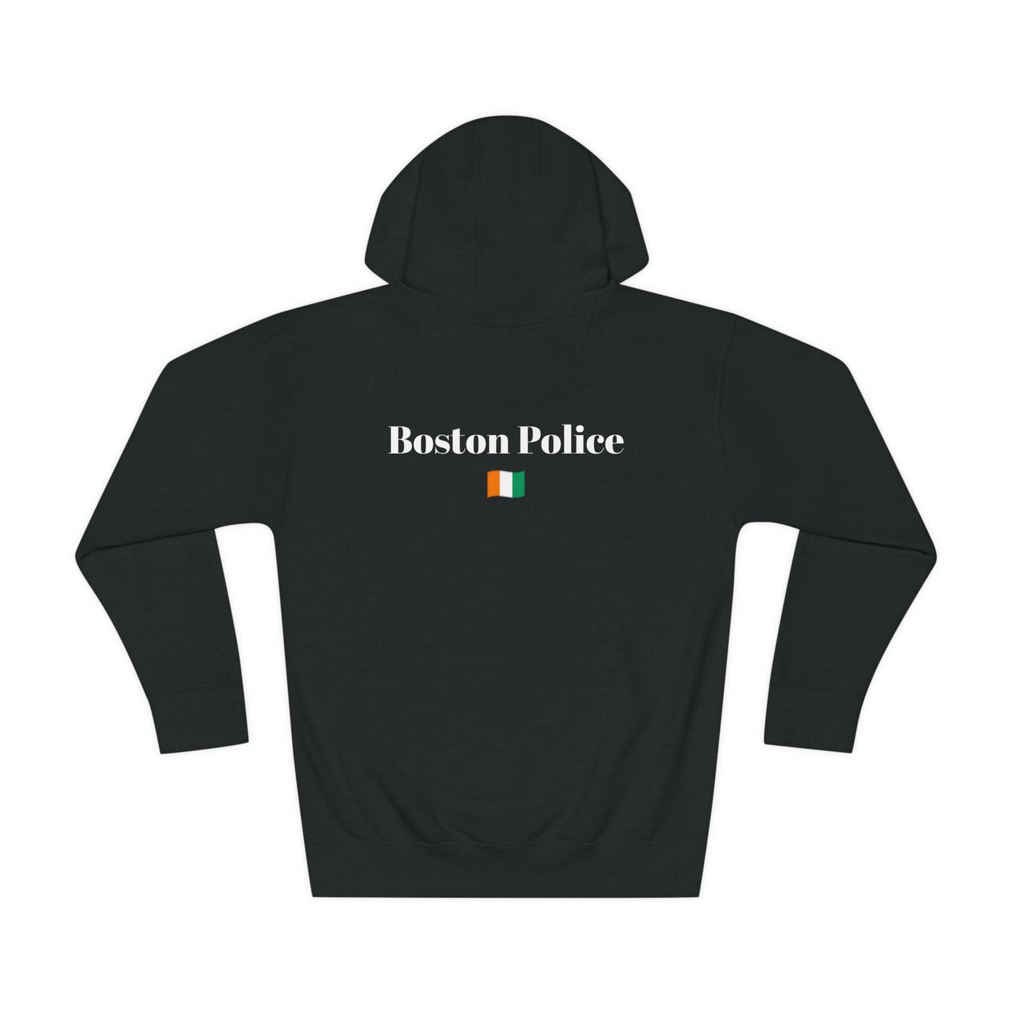 Boston Police (Ivory Coast flag) EST. 1854 Unisex Fleece Hoodie (white writing)