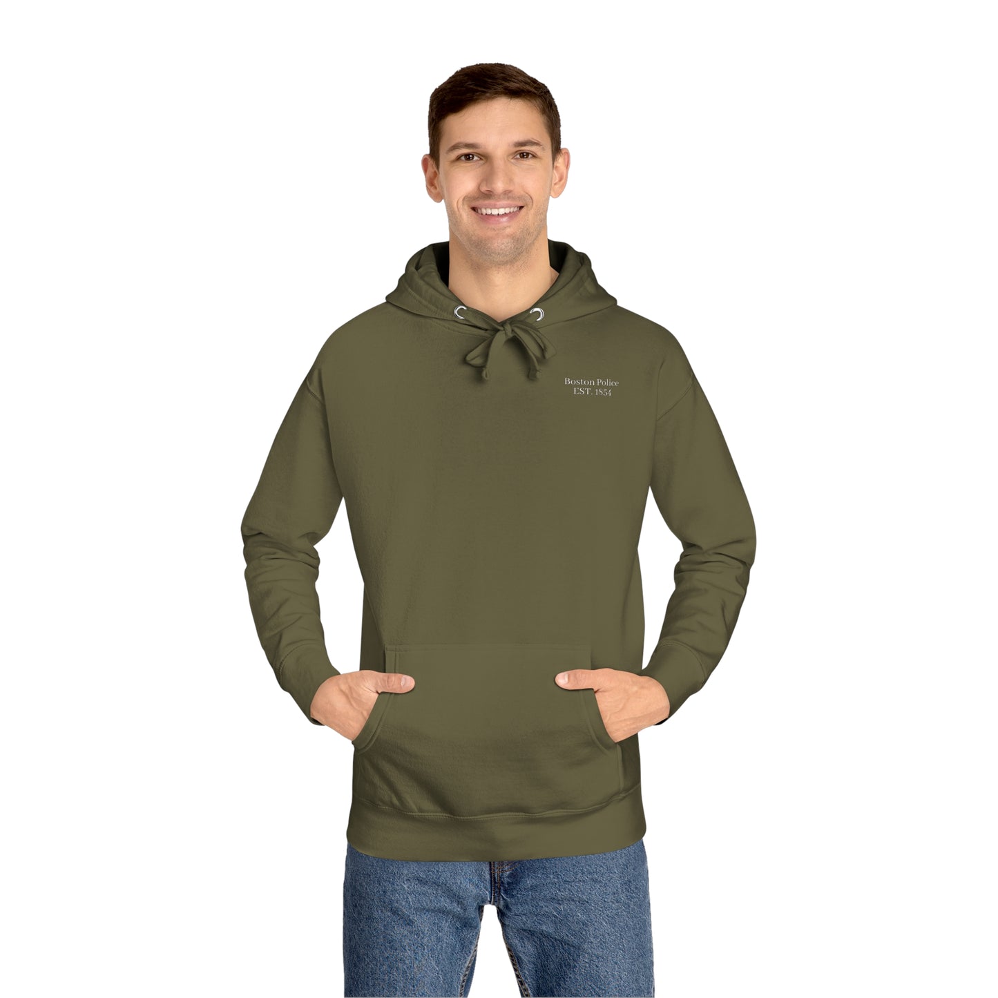 Boston Police ( dominican republic flag) EST. 1854 Unisex Fleece Hoodie (white writing)