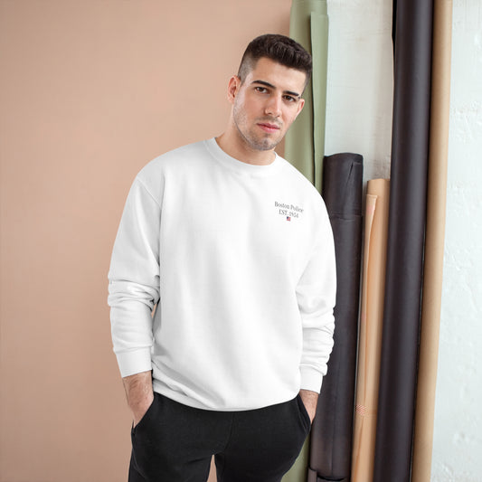 Boston Police (american flag /blue line with black) EST. 1854 Champion Sweatshirt (white writing)