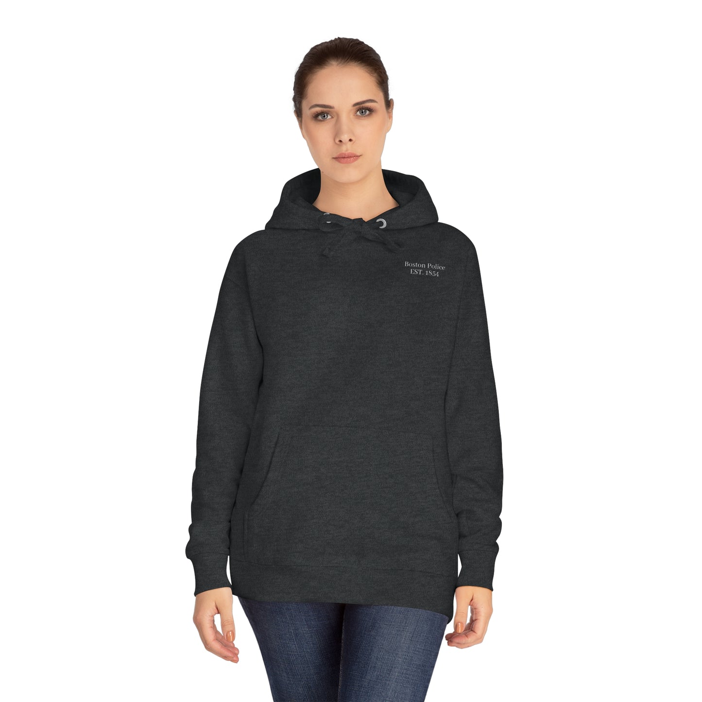Boston Police (china flag) EST. 1854 Unisex Fleece Hoodie (white writing)