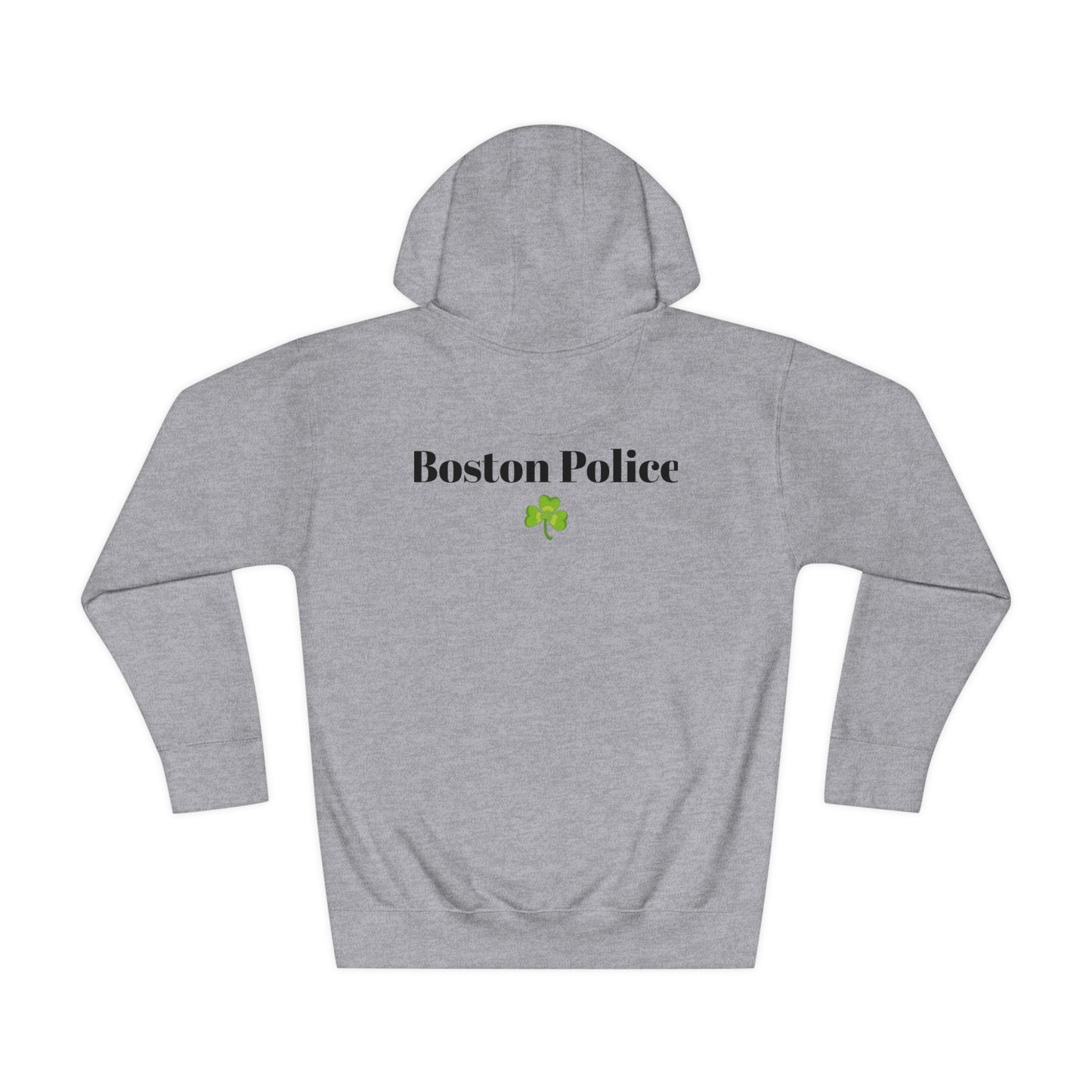 Boston Police EST. 1854 Unisex Fleece Hoodie (black writing - shamrock)