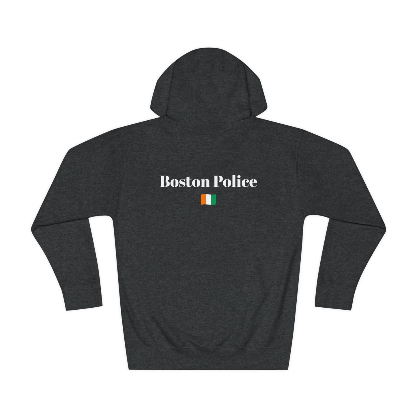 Boston Police (Ivory Coast flag) EST. 1854 Unisex Fleece Hoodie (white writing)