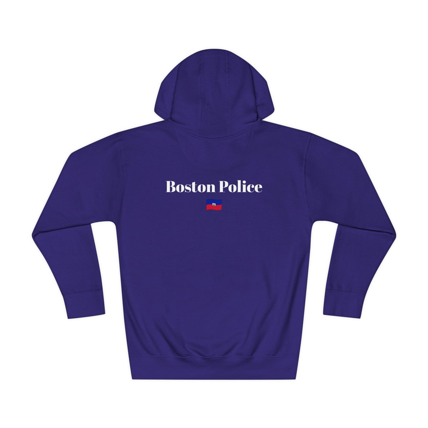 Boston Police (haiti flag) EST. 1854 Unisex Fleece Hoodie (white writing)