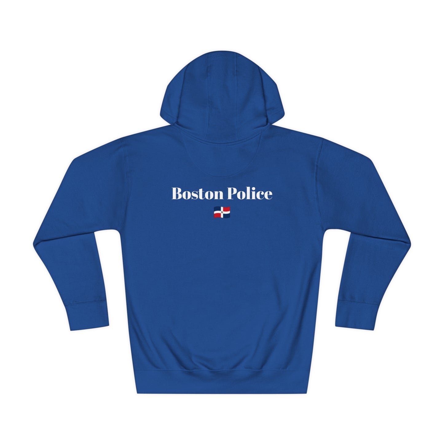 Boston Police ( dominican republic flag) EST. 1854 Unisex Fleece Hoodie (white writing)