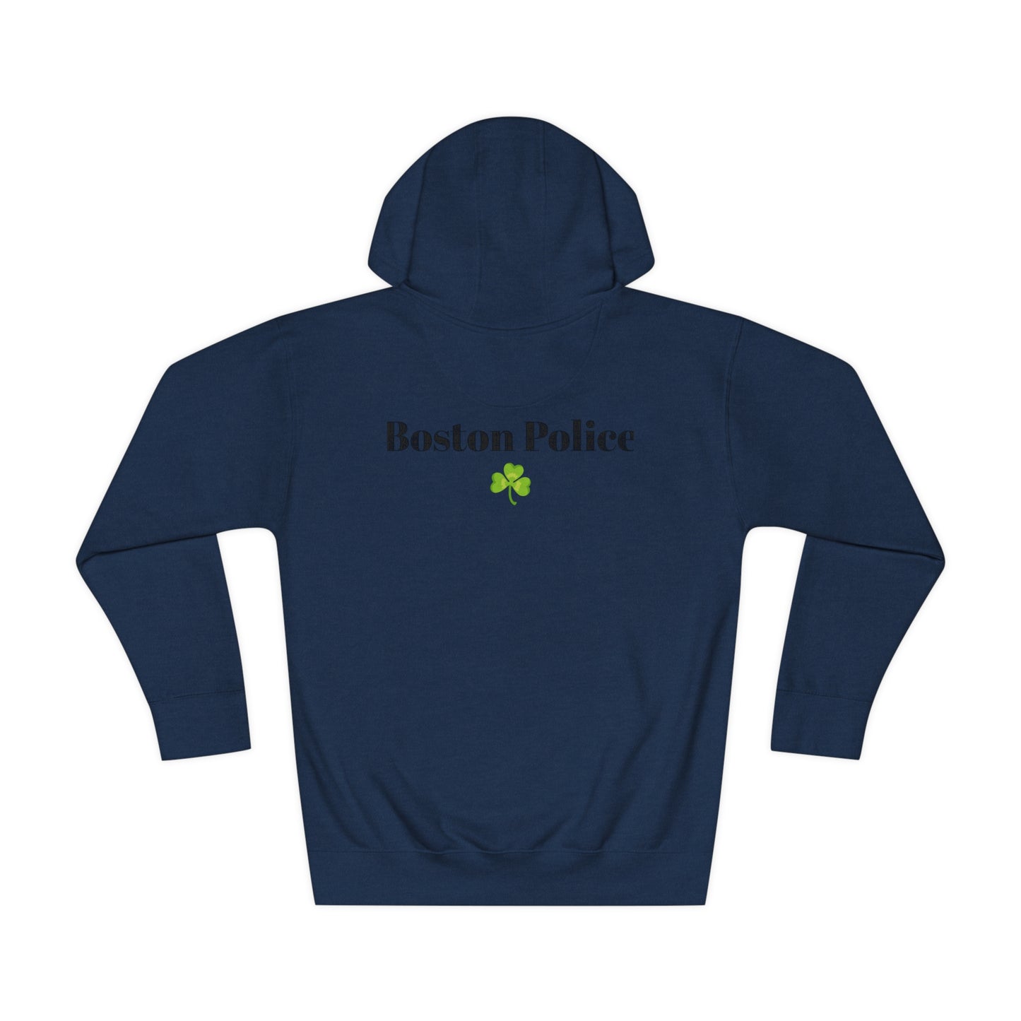 Boston Police EST. 1854 Unisex Fleece Hoodie (black writing - shamrock)