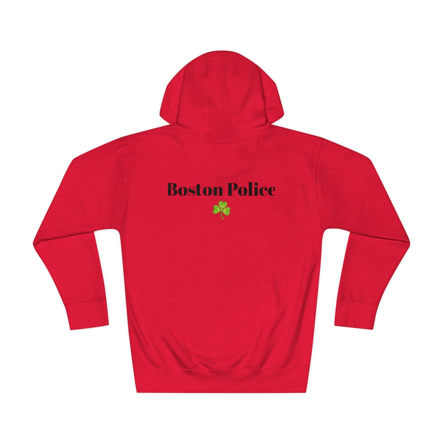 Boston Police EST. 1854 Unisex Fleece Hoodie (black writing - shamrock)