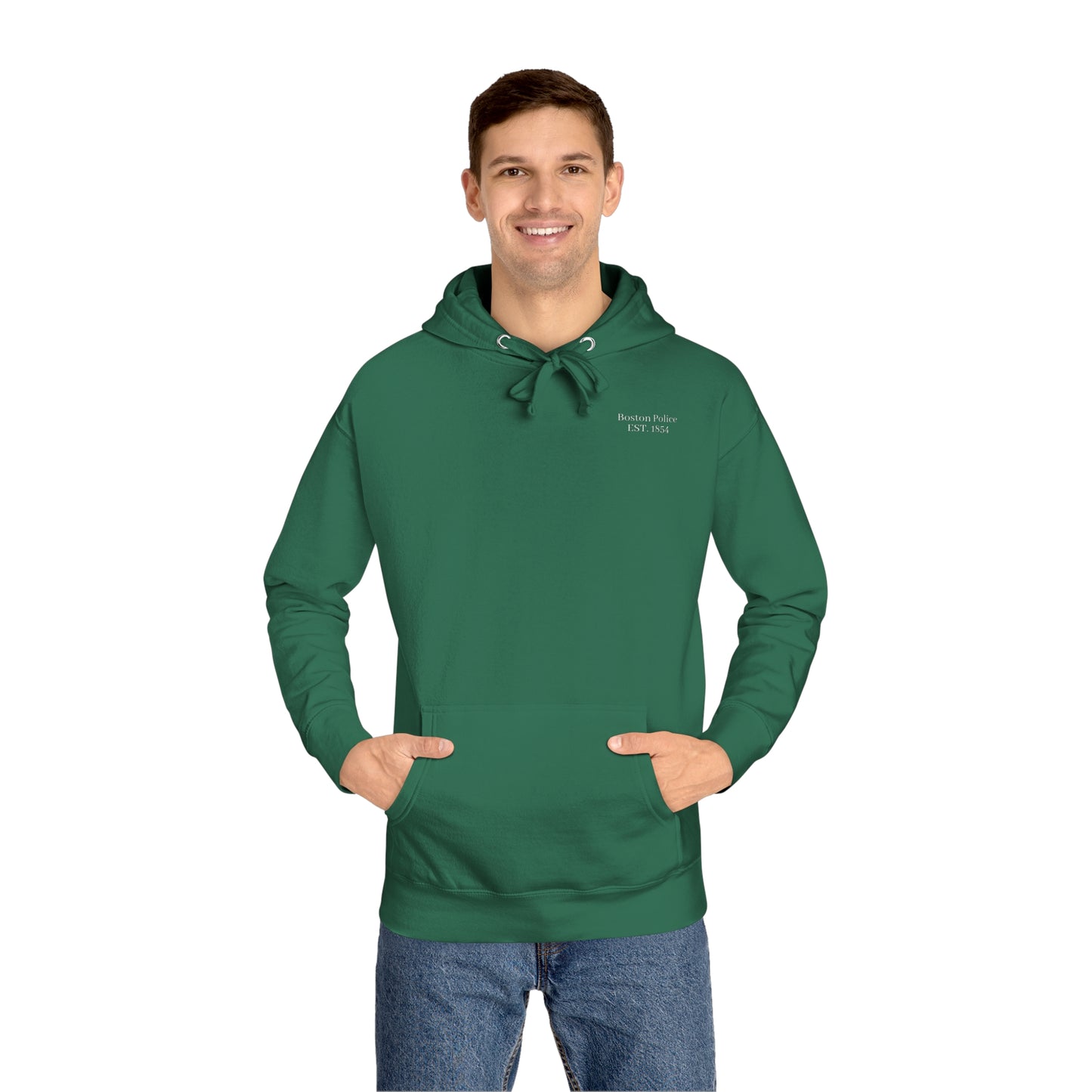 Boston Police ( dominican republic flag) EST. 1854 Unisex Fleece Hoodie (white writing)
