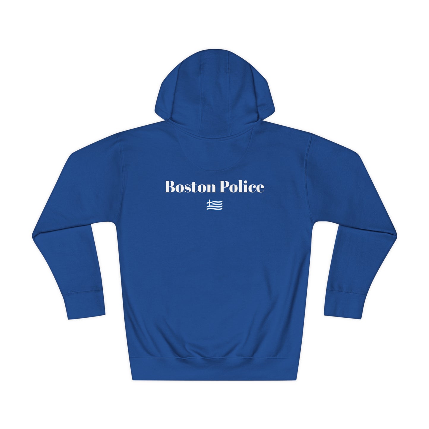 Boston Police (greek flag) EST. 1854 Unisex Fleece Hoodie (white writing)
