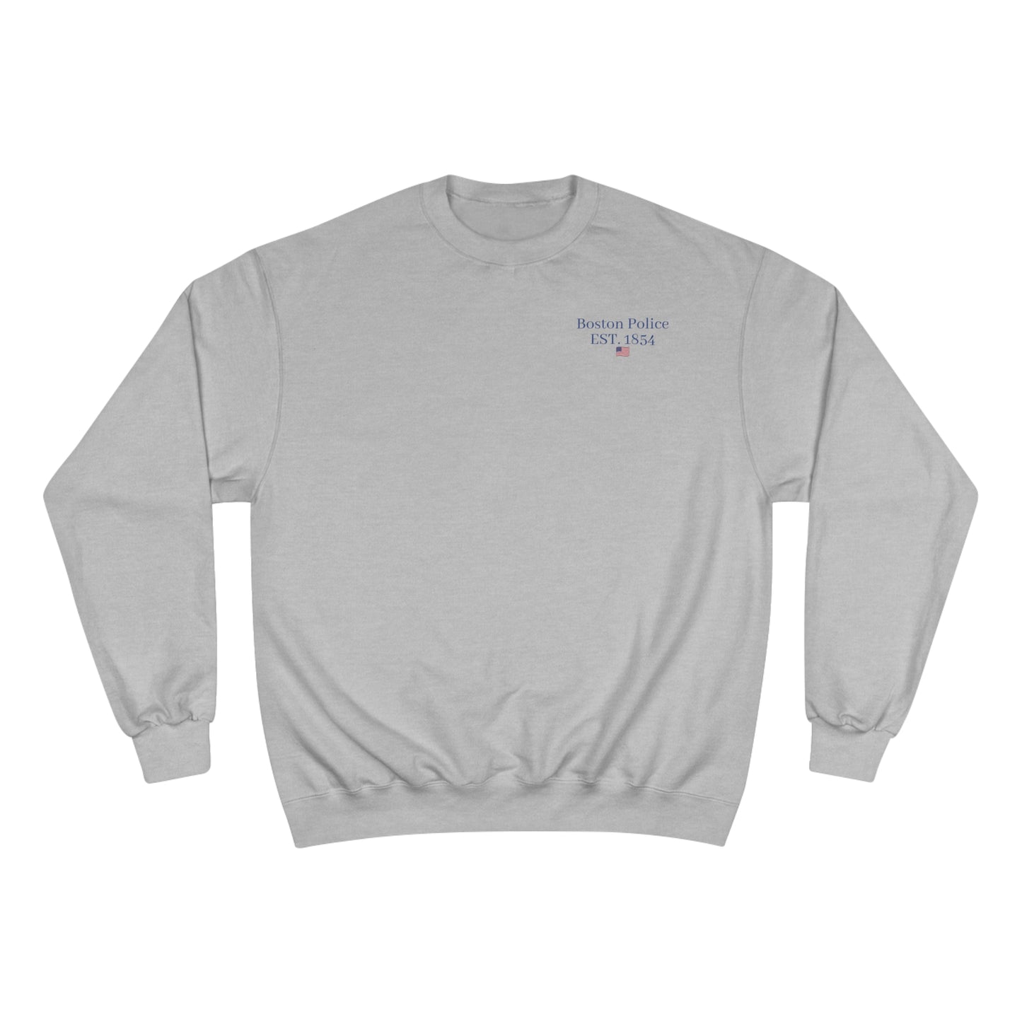 Boston Police EST. 1854 american flag Champion Sweatshirt (blue writing)