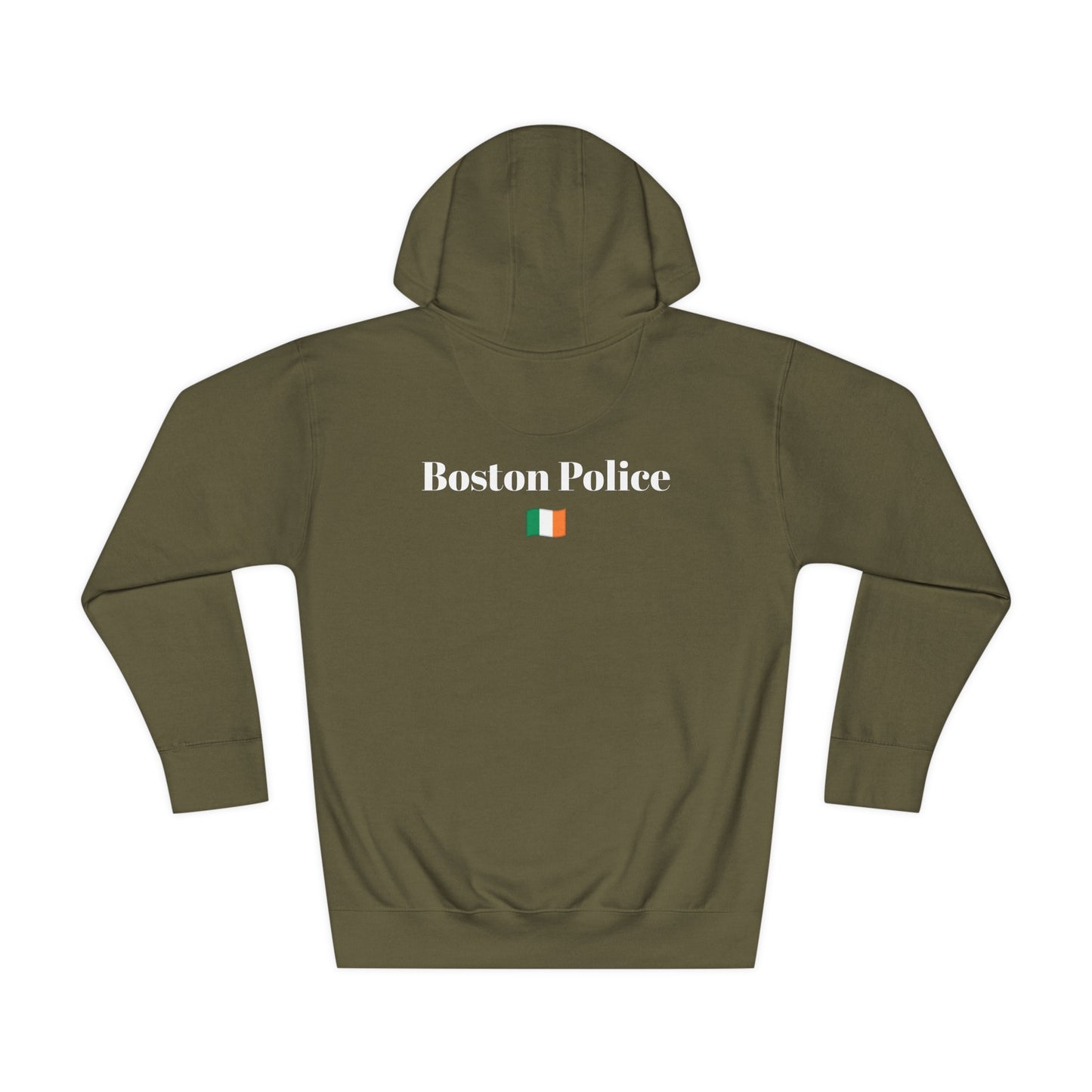 Boston Police (Irish flag) EST. 1854 Unisex Fleece Hoodie (white writing)