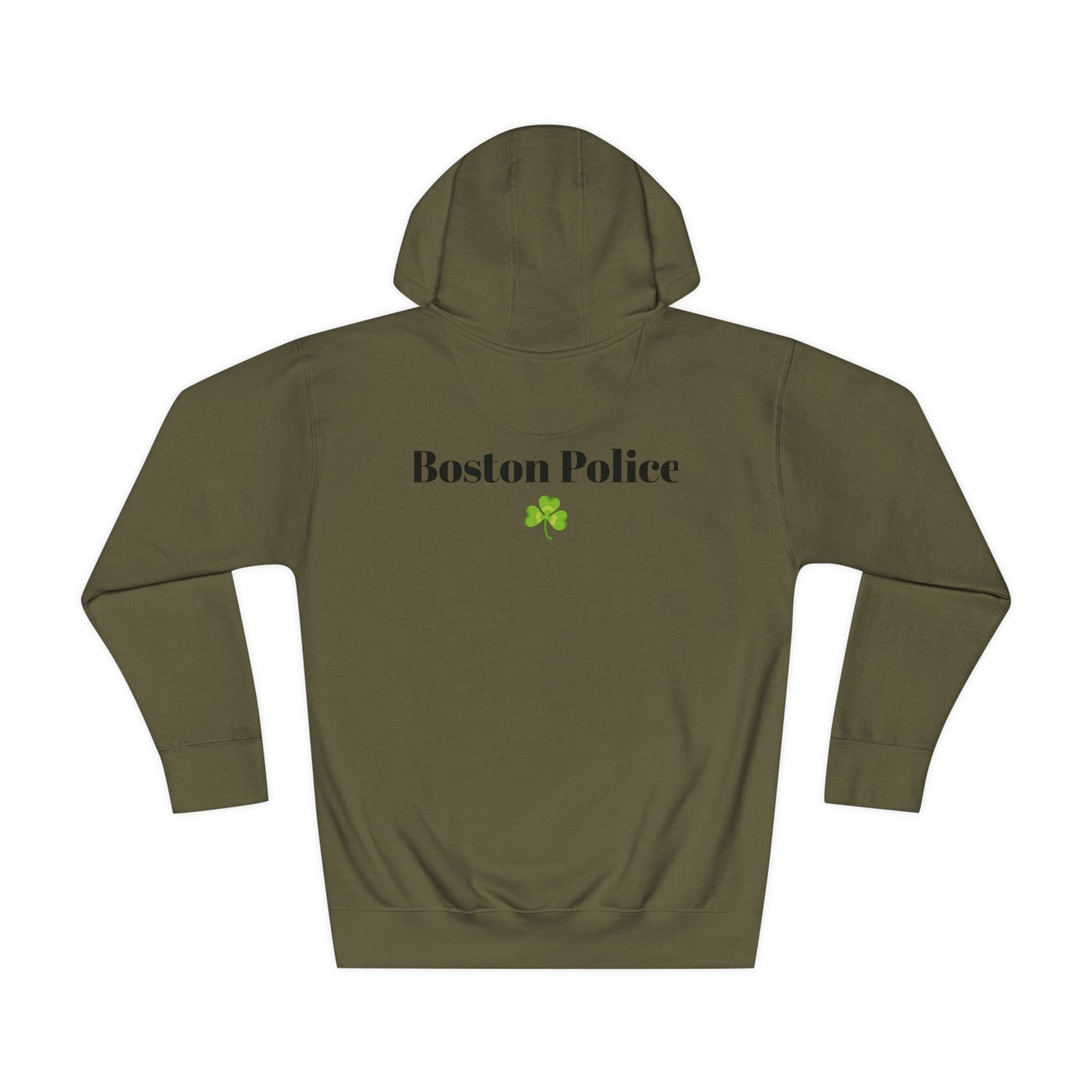 Boston Police EST. 1854 Unisex Fleece Hoodie (black writing - shamrock)