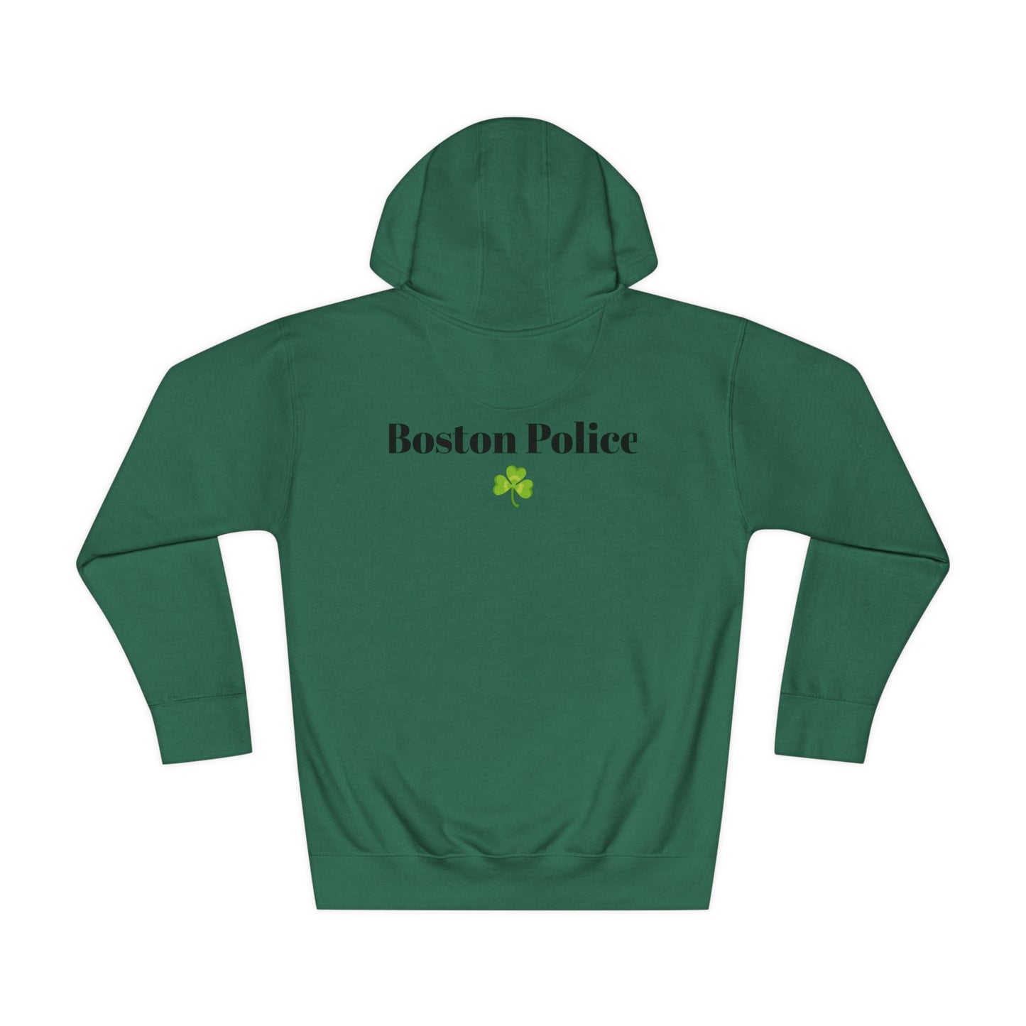 Boston Police EST. 1854 Unisex Fleece Hoodie (black writing - shamrock)