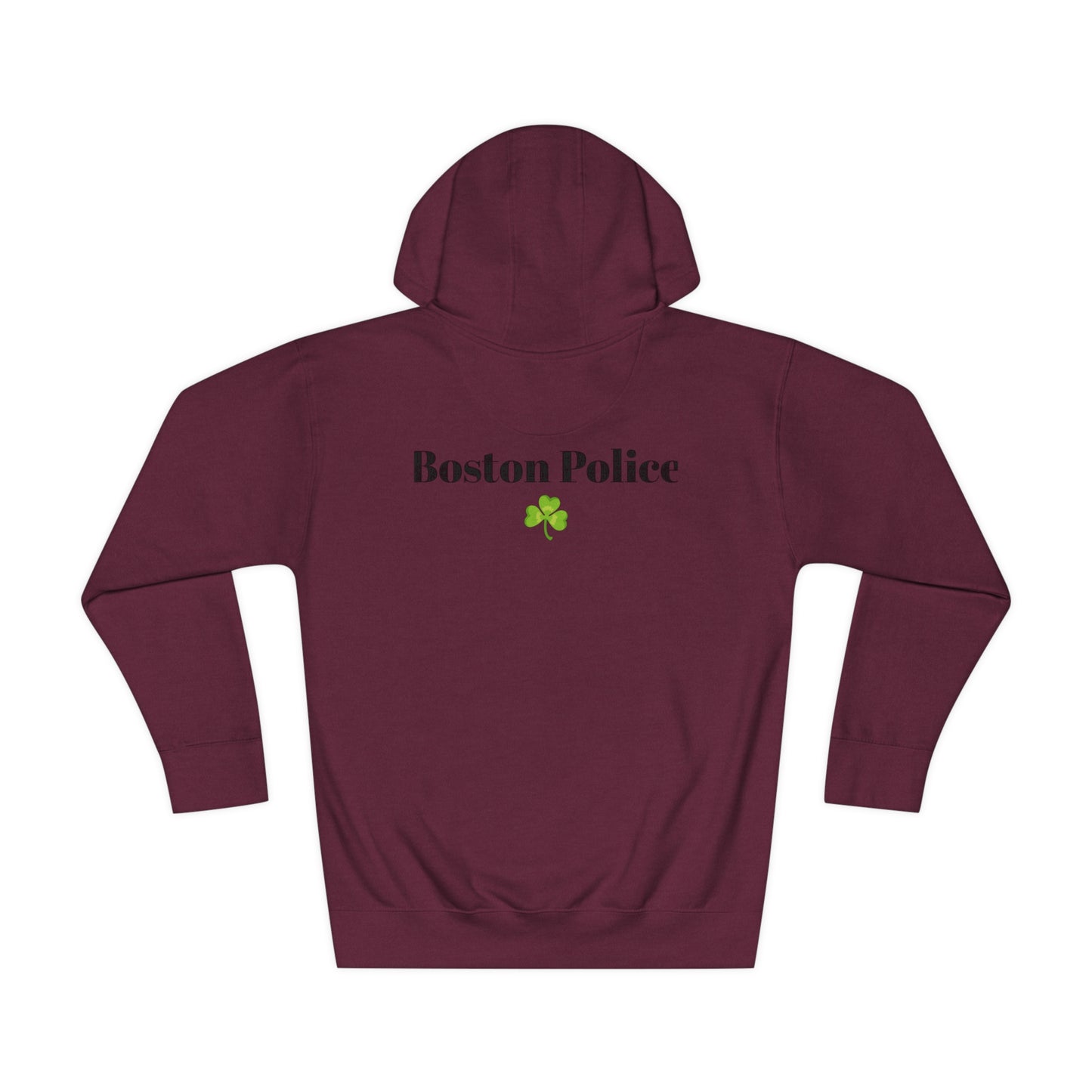 Boston Police EST. 1854 Unisex Fleece Hoodie (black writing - shamrock)
