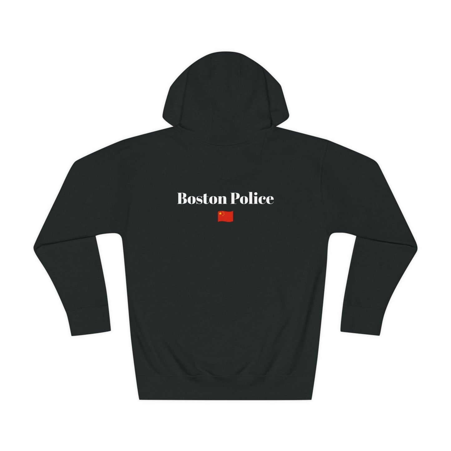 Boston Police (china flag) EST. 1854 Unisex Fleece Hoodie (white writing)