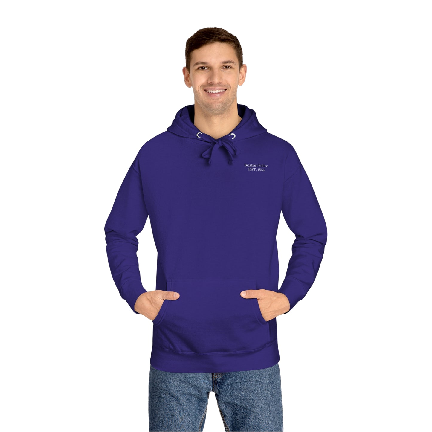 Boston Police (china flag) EST. 1854 Unisex Fleece Hoodie (white writing)
