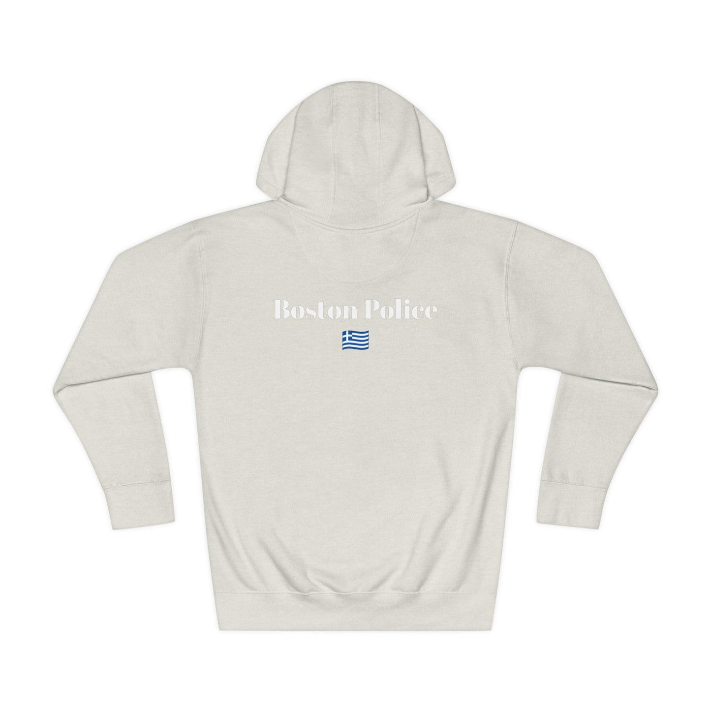 Boston Police (greek flag) EST. 1854 Unisex Fleece Hoodie (white writing)