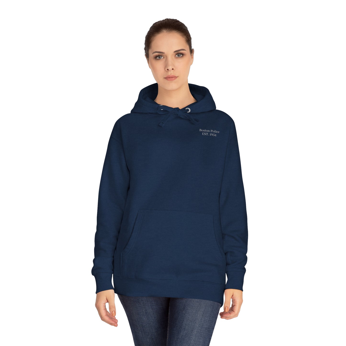 Boston Police ( dominican republic flag) EST. 1854 Unisex Fleece Hoodie (white writing)