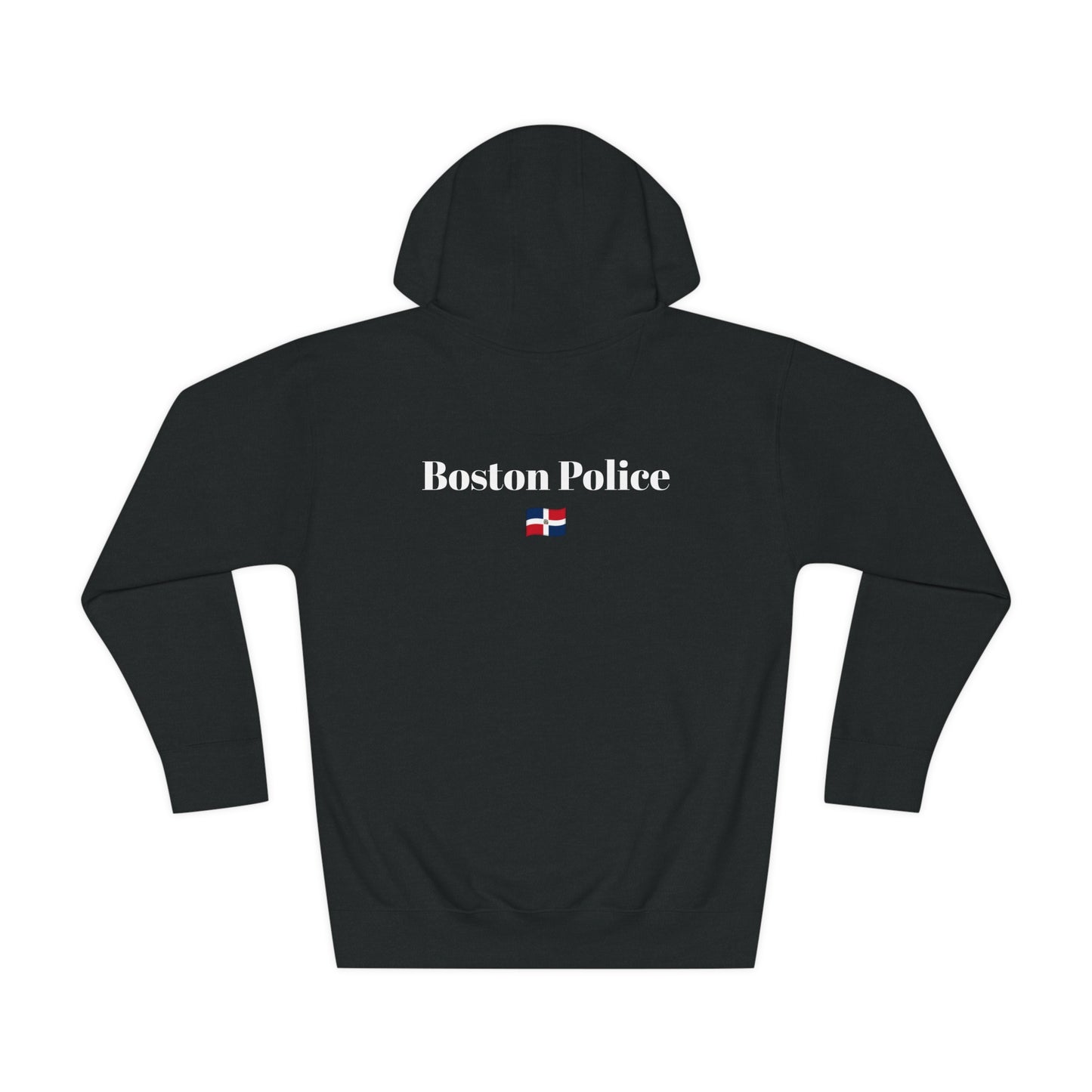 Boston Police ( dominican republic flag) EST. 1854 Unisex Fleece Hoodie (white writing)