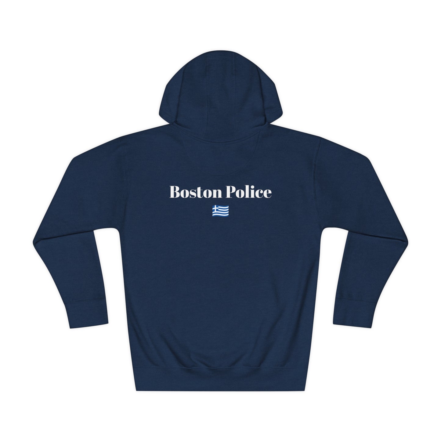 Boston Police (greek flag) EST. 1854 Unisex Fleece Hoodie (white writing)