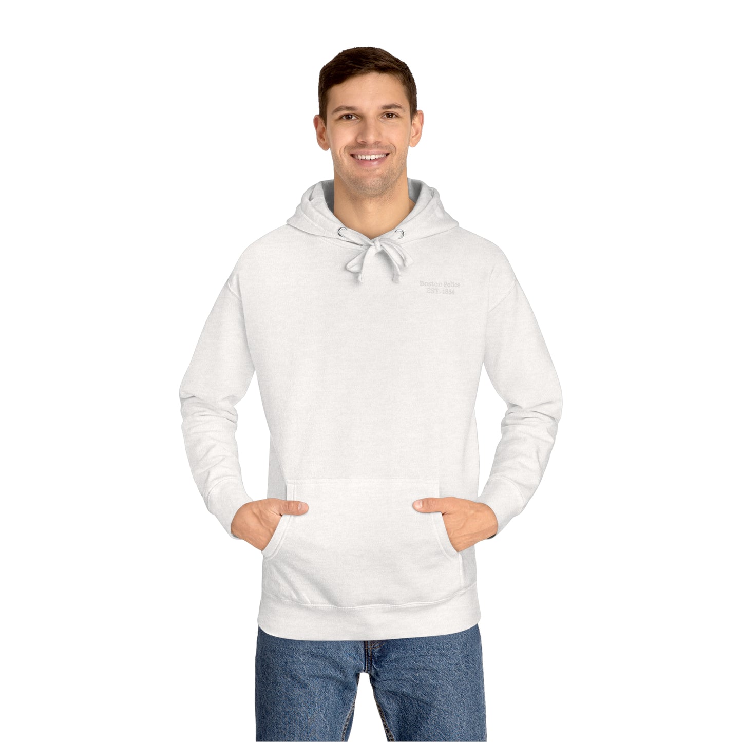 Boston Police ( dominican republic flag) EST. 1854 Unisex Fleece Hoodie (white writing)