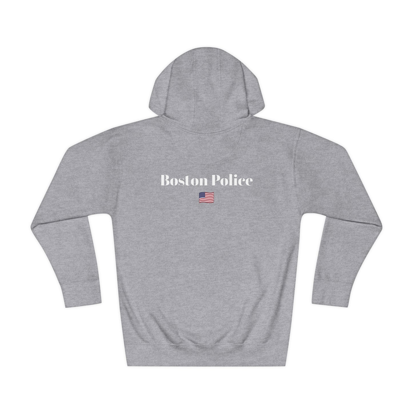 Boston Police (USA flag) EST. 1854 Unisex Fleece Hoodie (white writing)