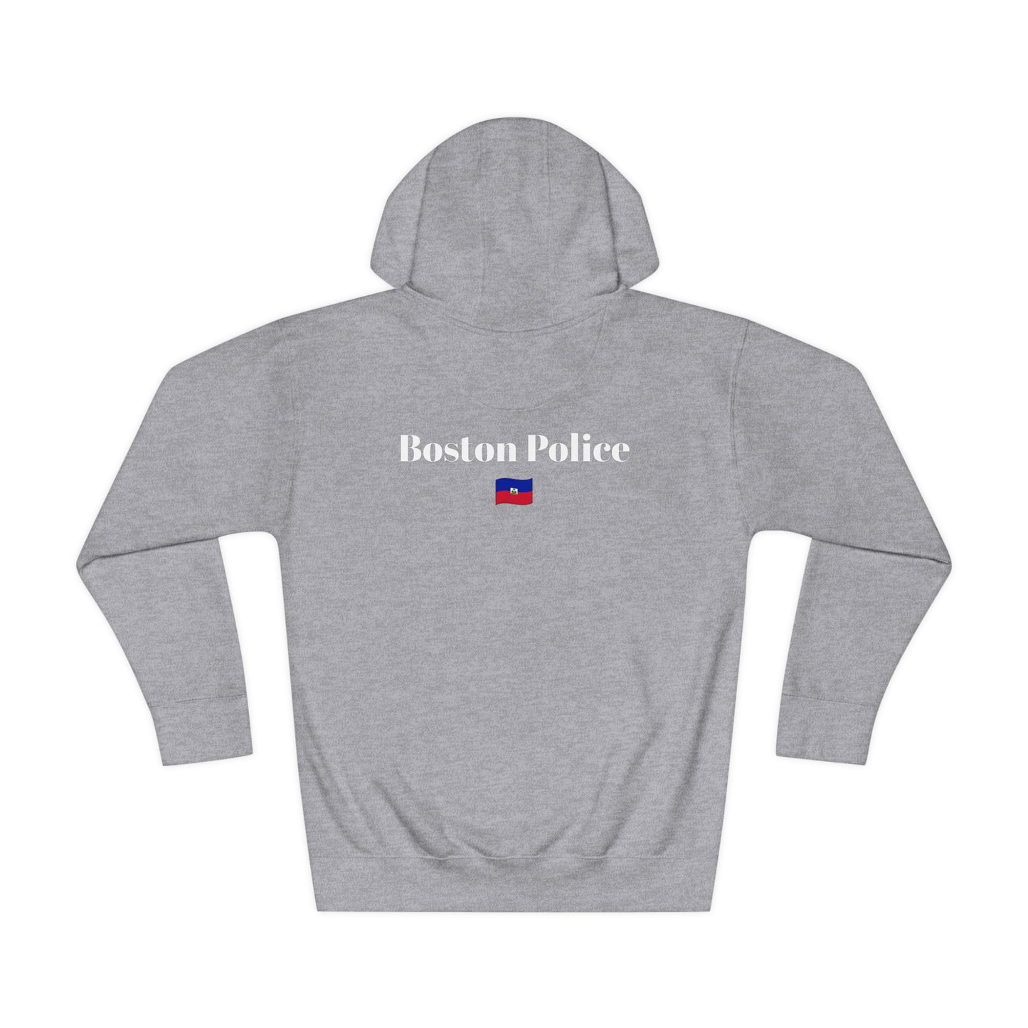 Boston Police (haiti flag) EST. 1854 Unisex Fleece Hoodie (white writing)