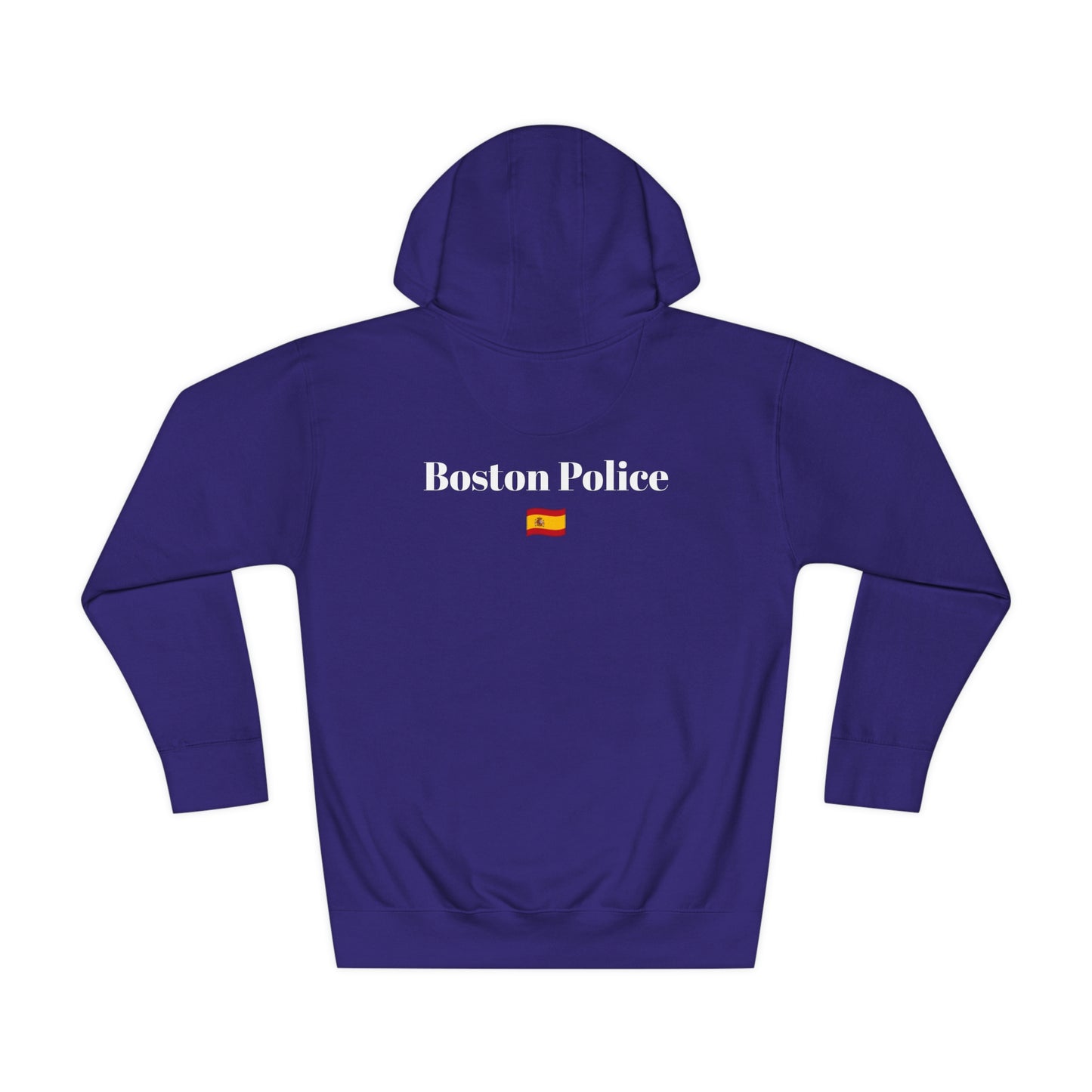 Boston Police (spain flag) EST. 1854 Unisex Fleece Hoodie (white writing)