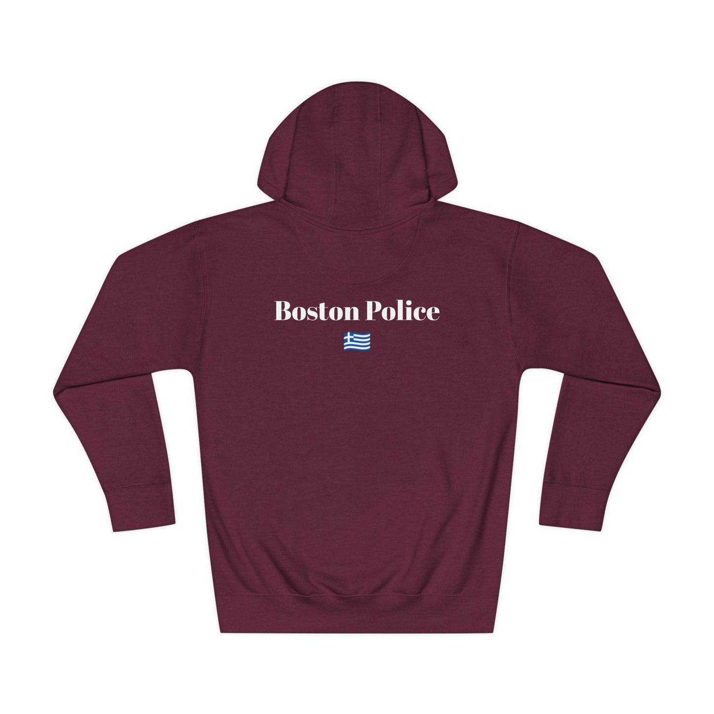 Boston Police (greek flag) EST. 1854 Unisex Fleece Hoodie (white writing)