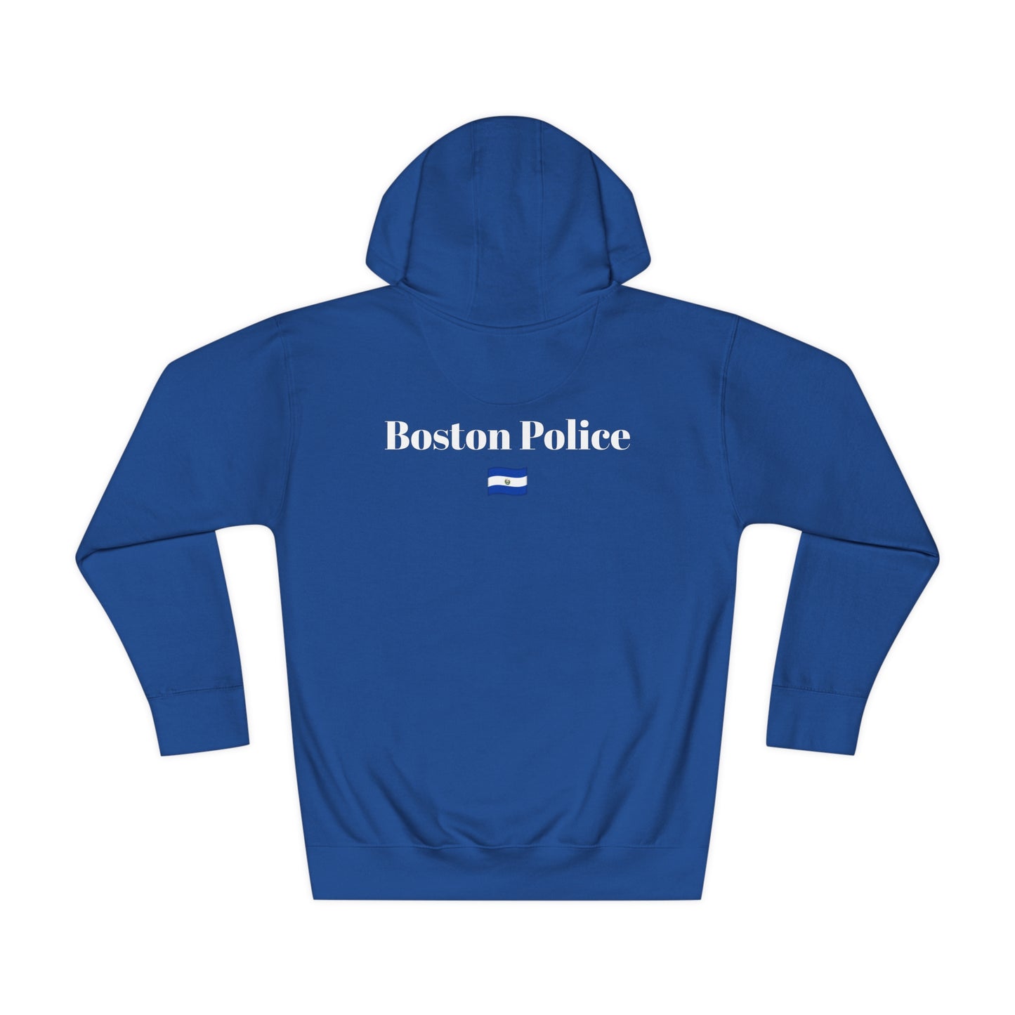 Boston Police (el salvador flag) EST. 1854 Unisex Fleece Hoodie (white writing)