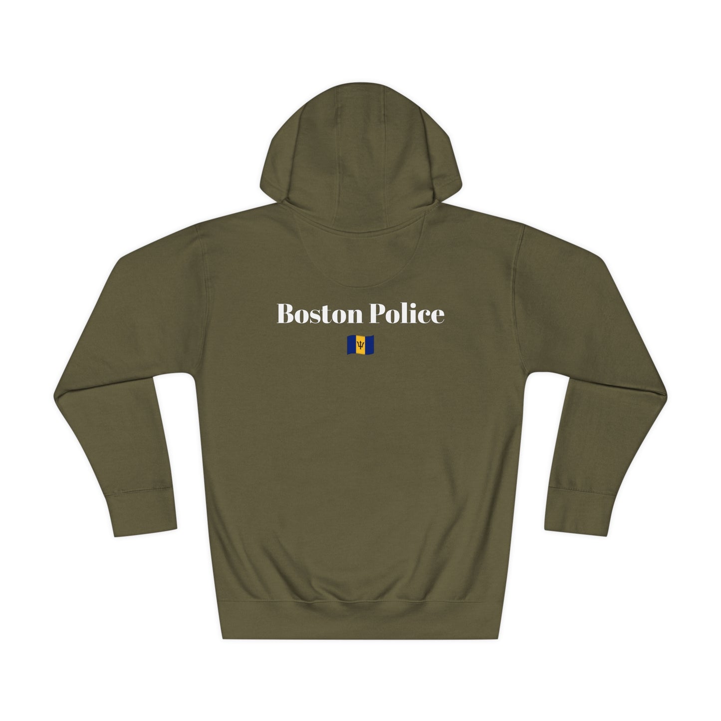 Boston Police (barbados flag) EST. 1854 Unisex Fleece Hoodie (white writing)