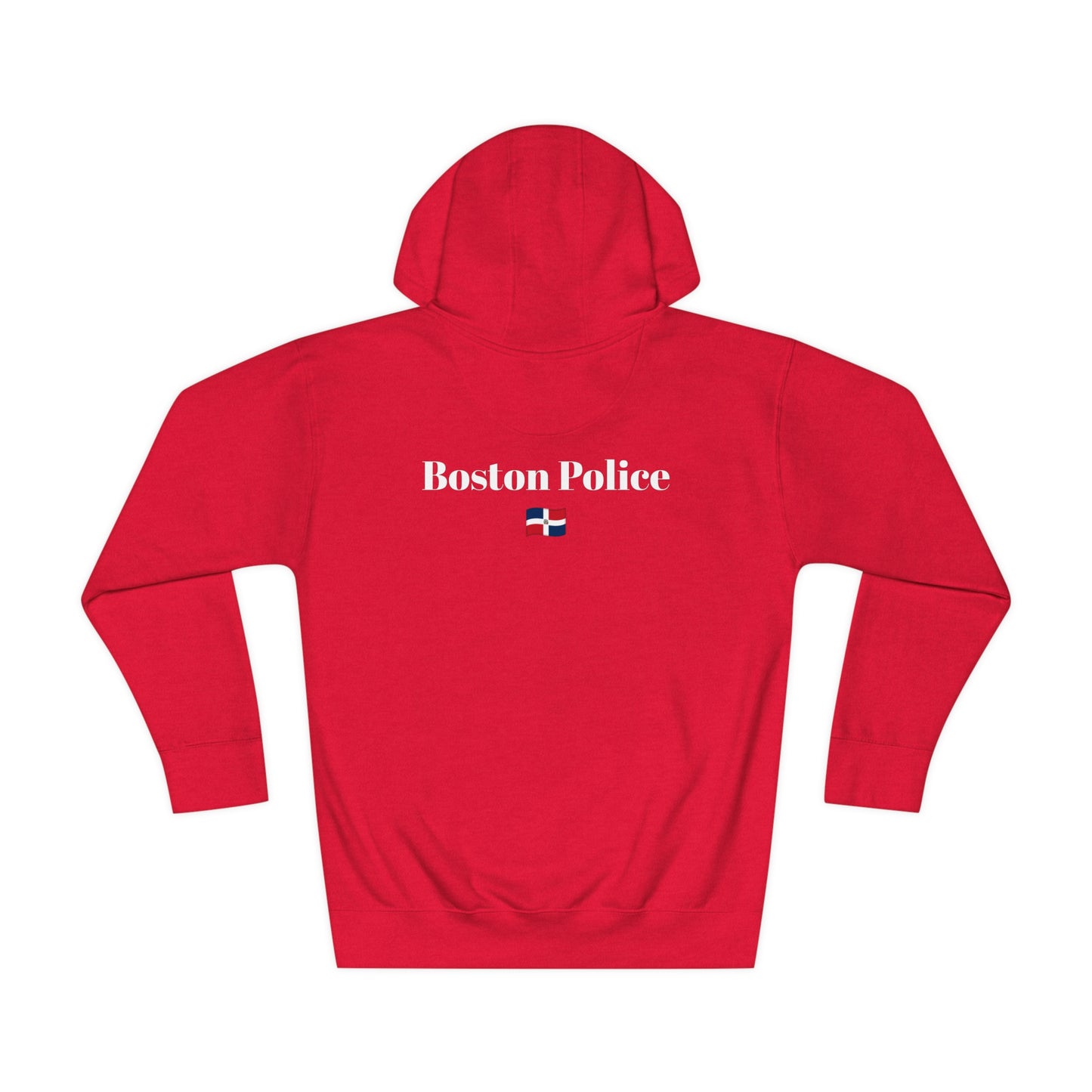 Boston Police ( dominican republic flag) EST. 1854 Unisex Fleece Hoodie (white writing)