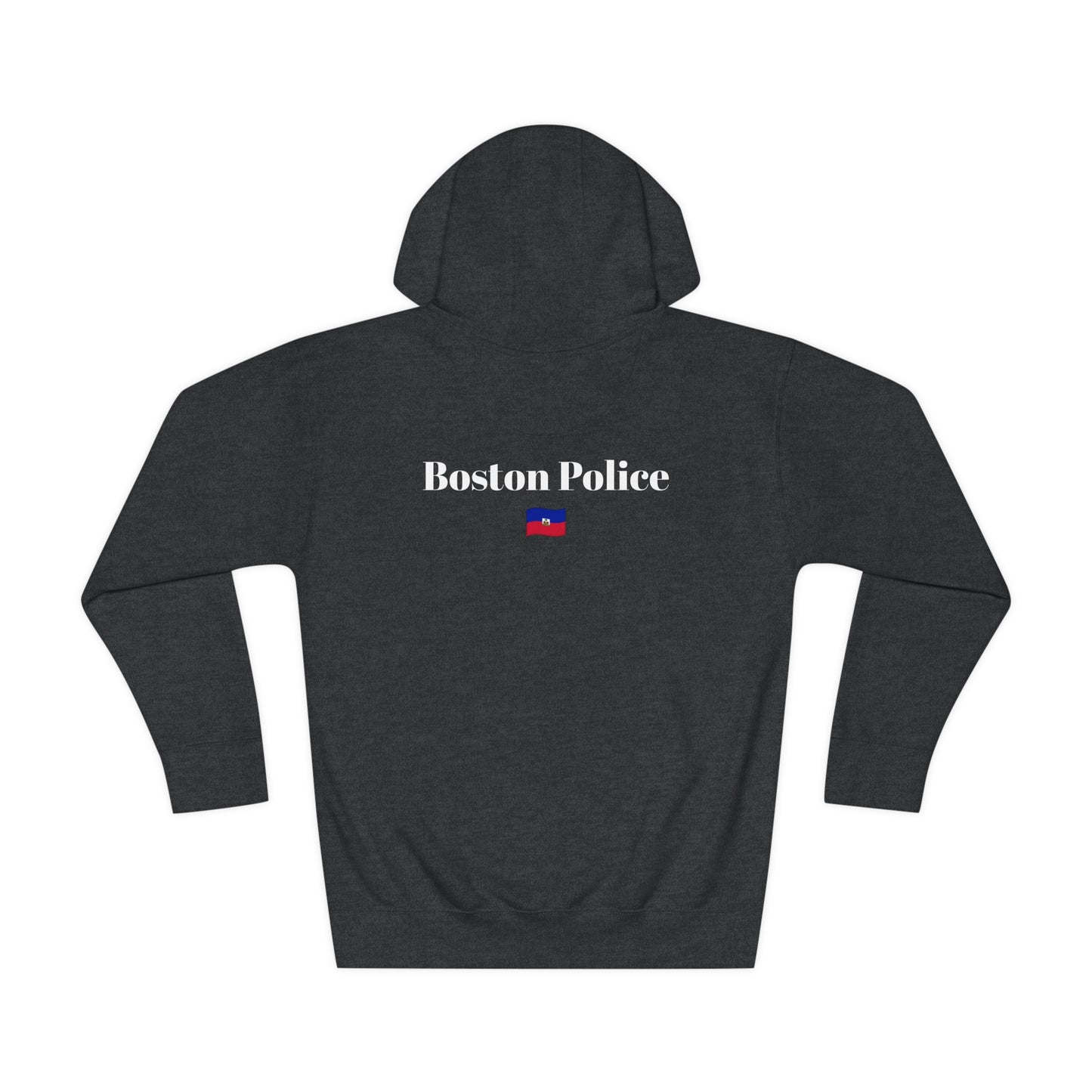 Boston Police (haiti flag) EST. 1854 Unisex Fleece Hoodie (white writing)