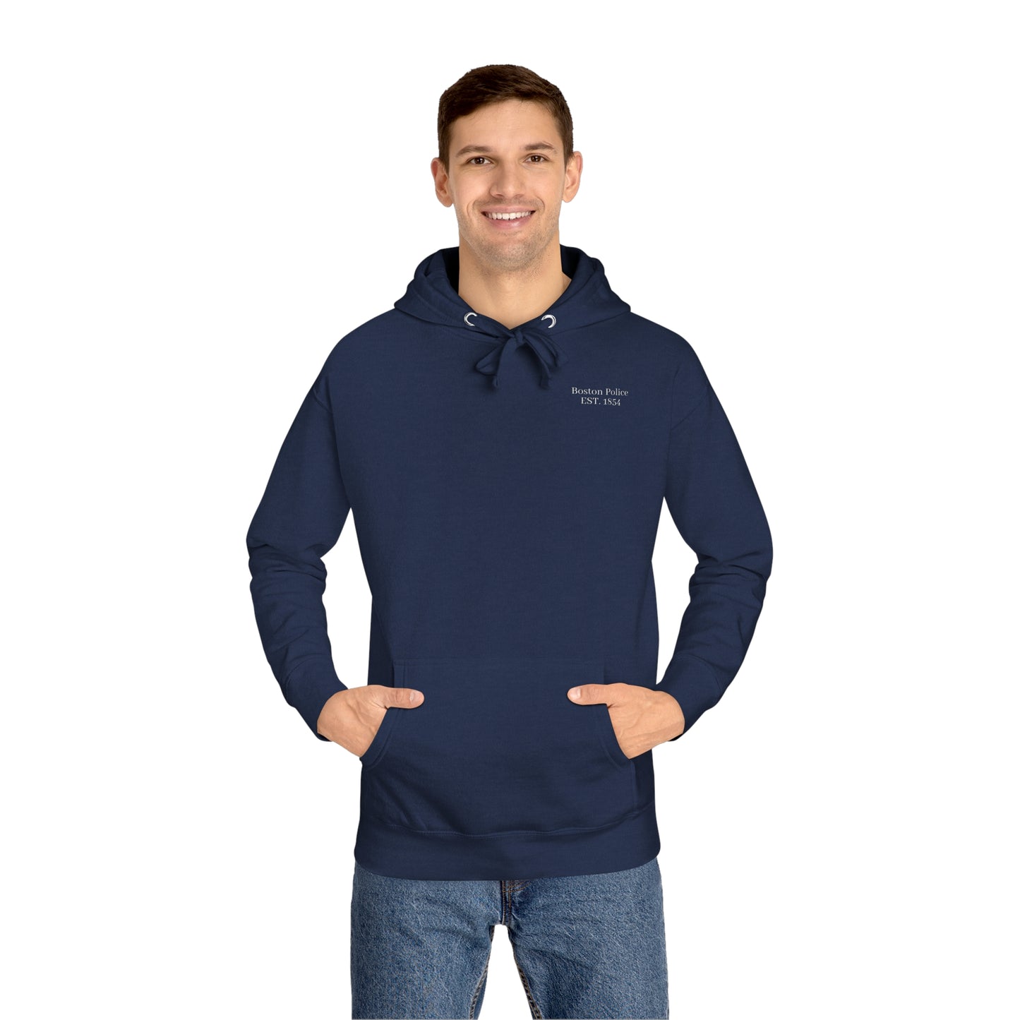 Boston Police (cape verde flag) EST. 1854 Unisex Fleece Hoodie (white writing )