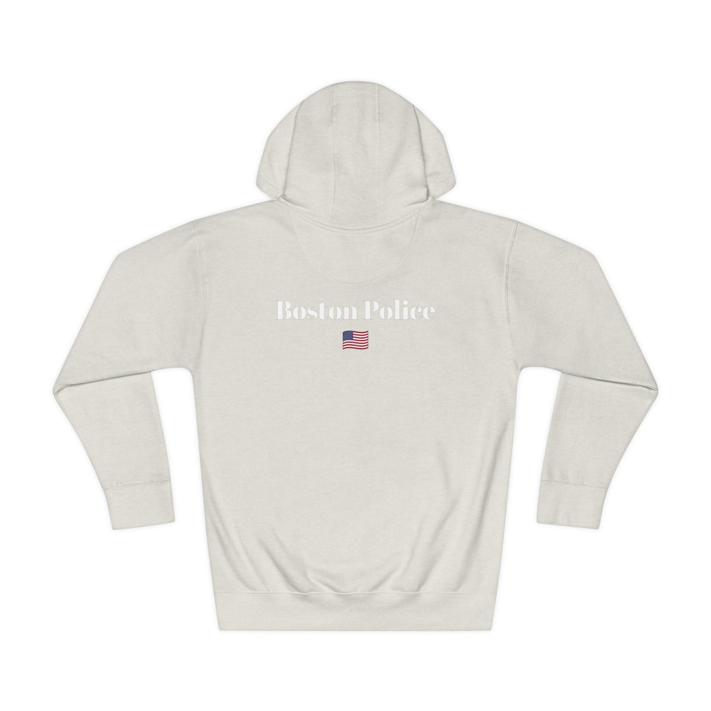 Boston Police (USA flag) EST. 1854 Unisex Fleece Hoodie (white writing)