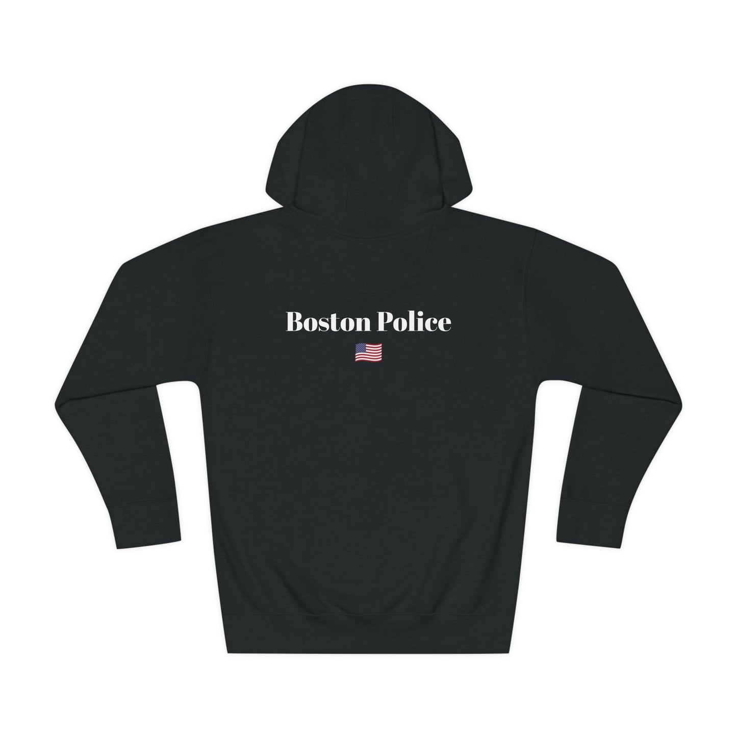 Boston Police (USA flag) EST. 1854 Unisex Fleece Hoodie (white writing)