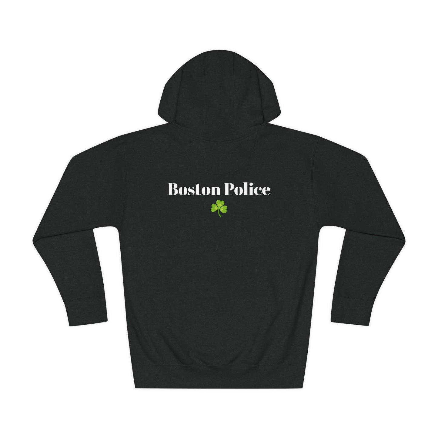 Boston Police (shamrock) EST. 1854 Unisex Fleece Hoodie (white writing)