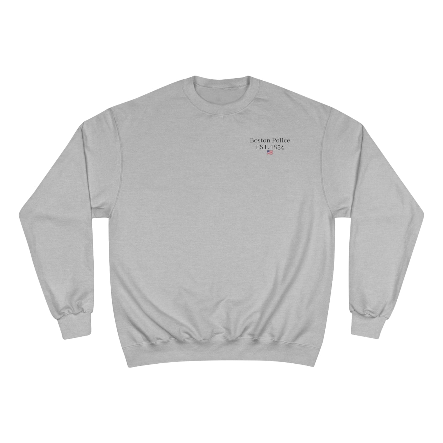 Boston Police (american flag) EST. 1854 Champion Sweatshirt (black writing)